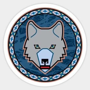 Cunning Gray Wolf Shield Sticker